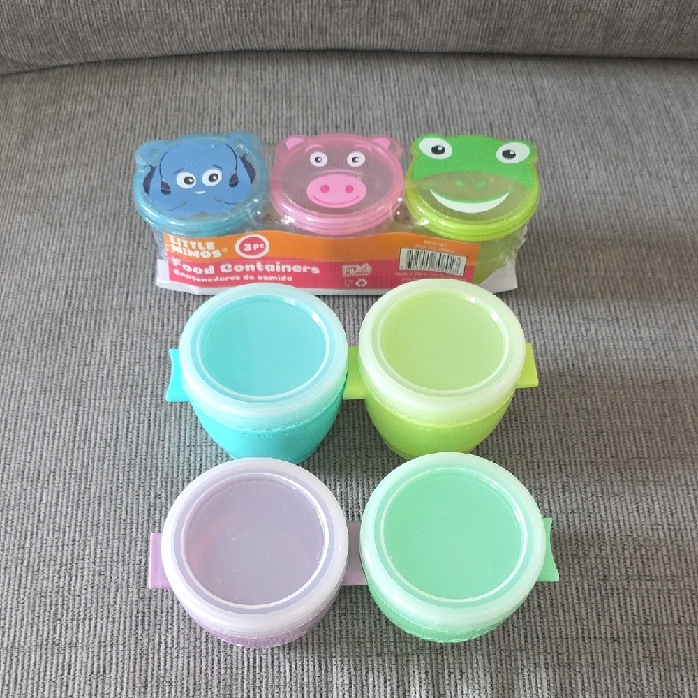 Kids Food Containers - Multicolored, Seven Total, New With Lids, 3 & 4oz.